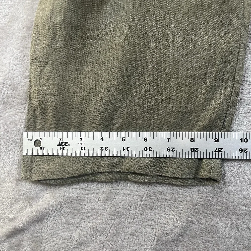 J. Crew Olive Green Wide-Leg Linen Pants